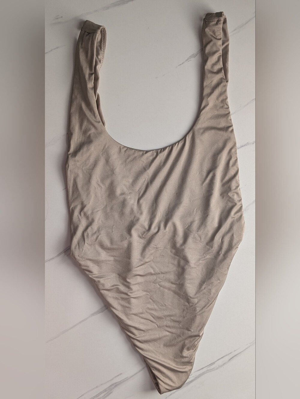 Women’s Scoop Neck One-Piece Swimsuit in Taupe